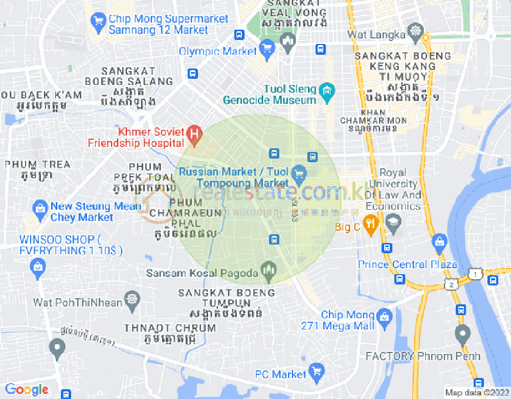トゥールトンポン2, チャムカモン, プノンペンの地図
