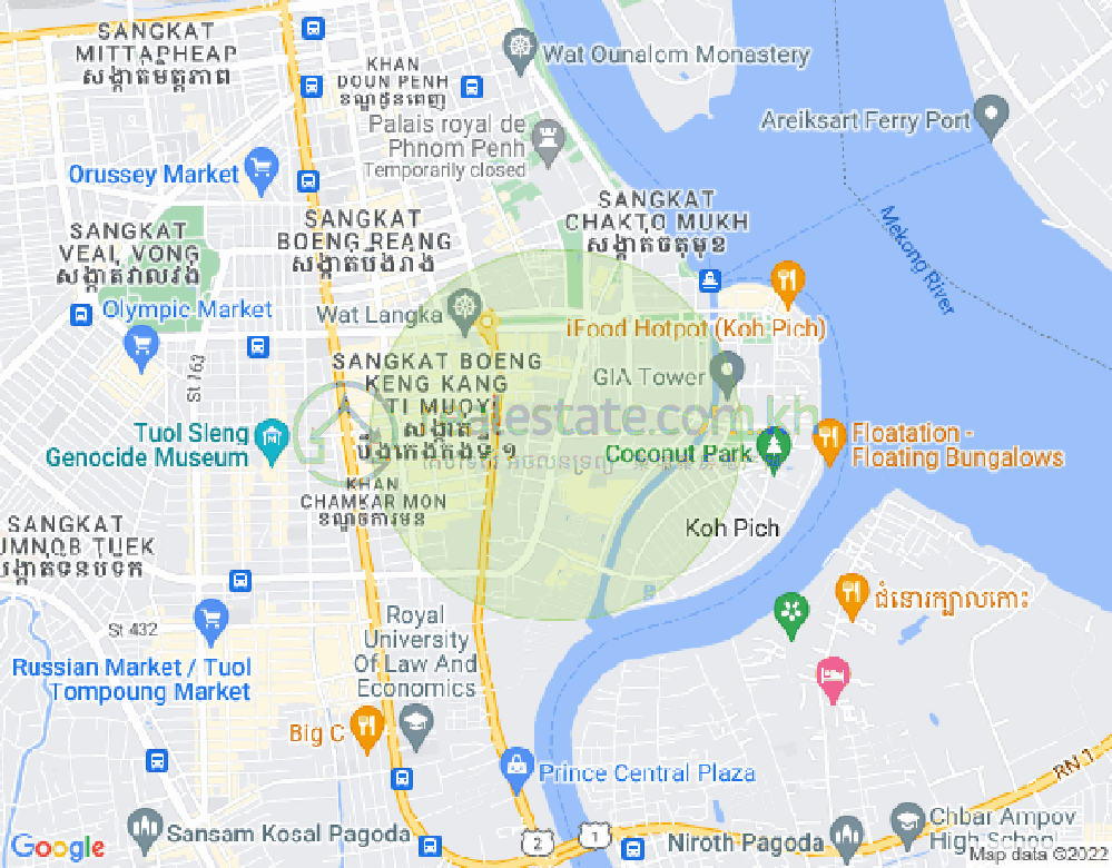Карта Тонле Бассак, Чамкармон, Пномпень