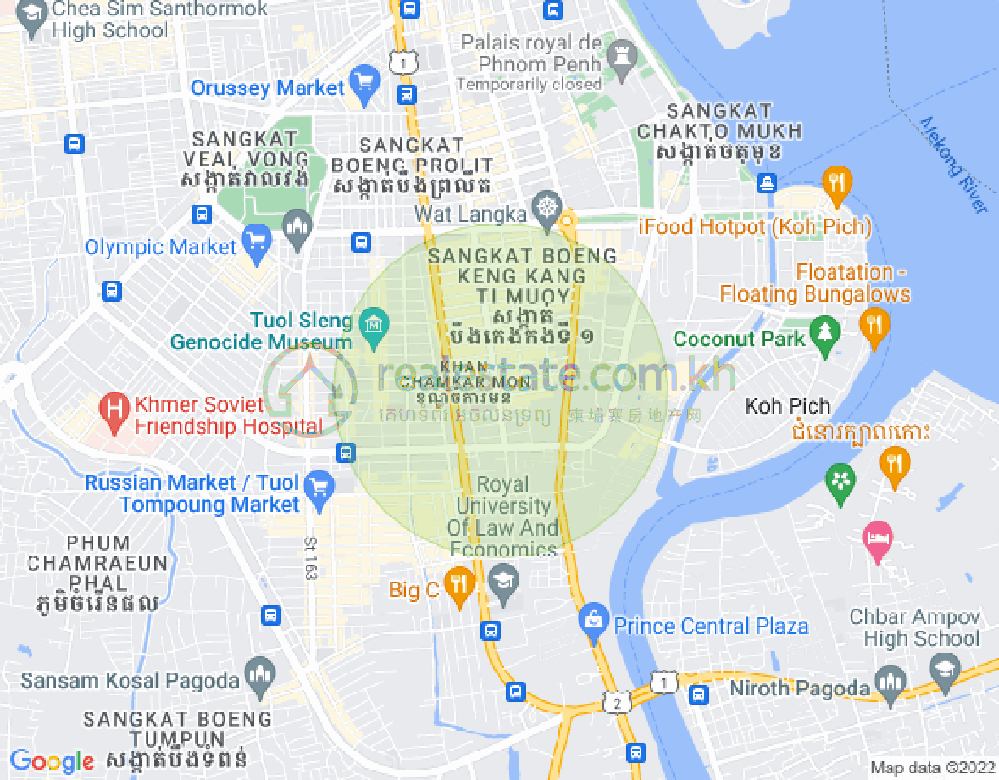 Map of BKK 1, Boeng Keng Kang, Phnom Penh