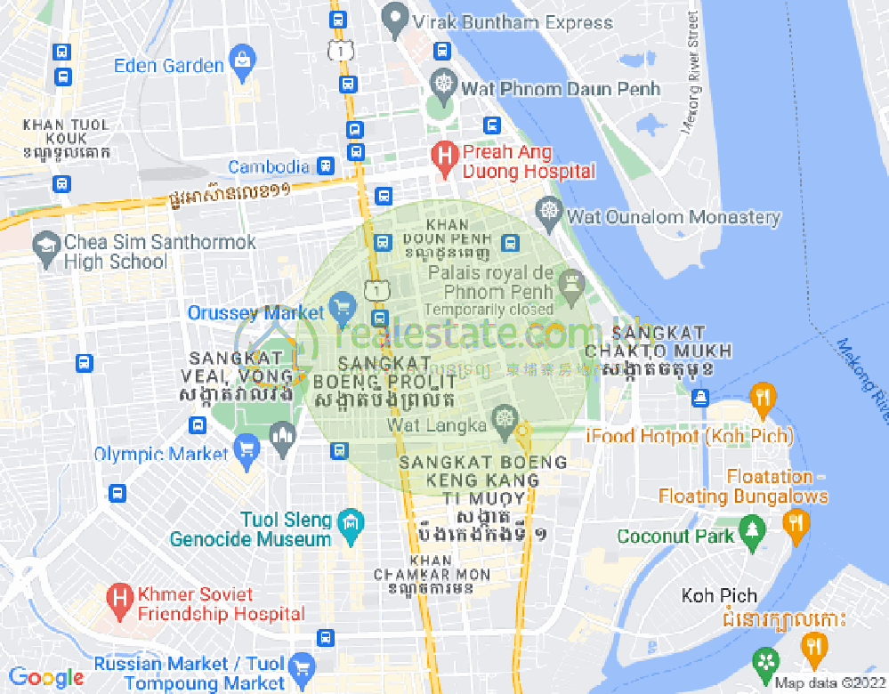 Map of Boeng Reang, Daun Penh, Phnom Penh