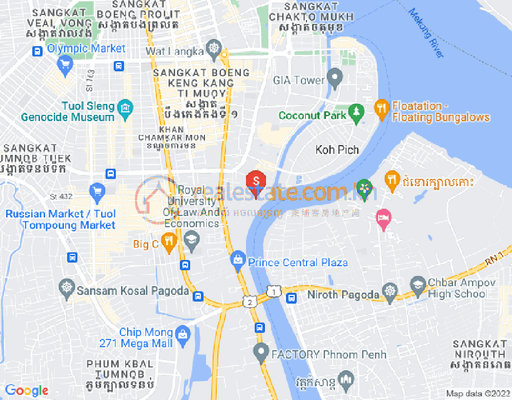 Карта Тонле Бассак, Чамкармон, Пномпень