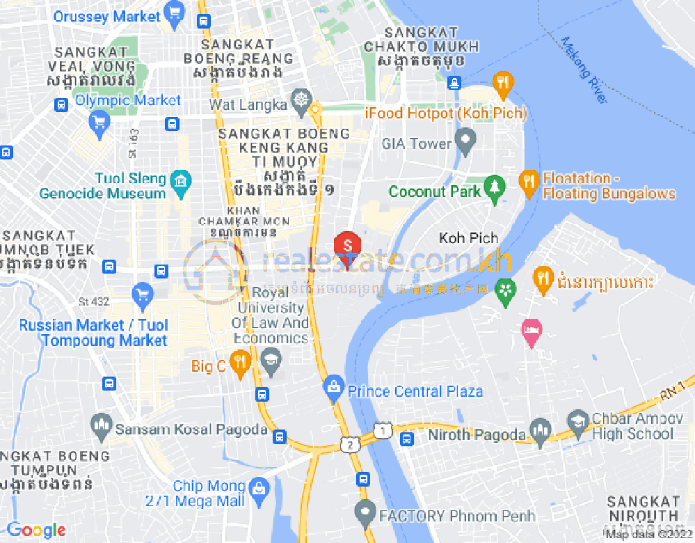 Карта Тонле Бассак, Чамкармон, Пномпень