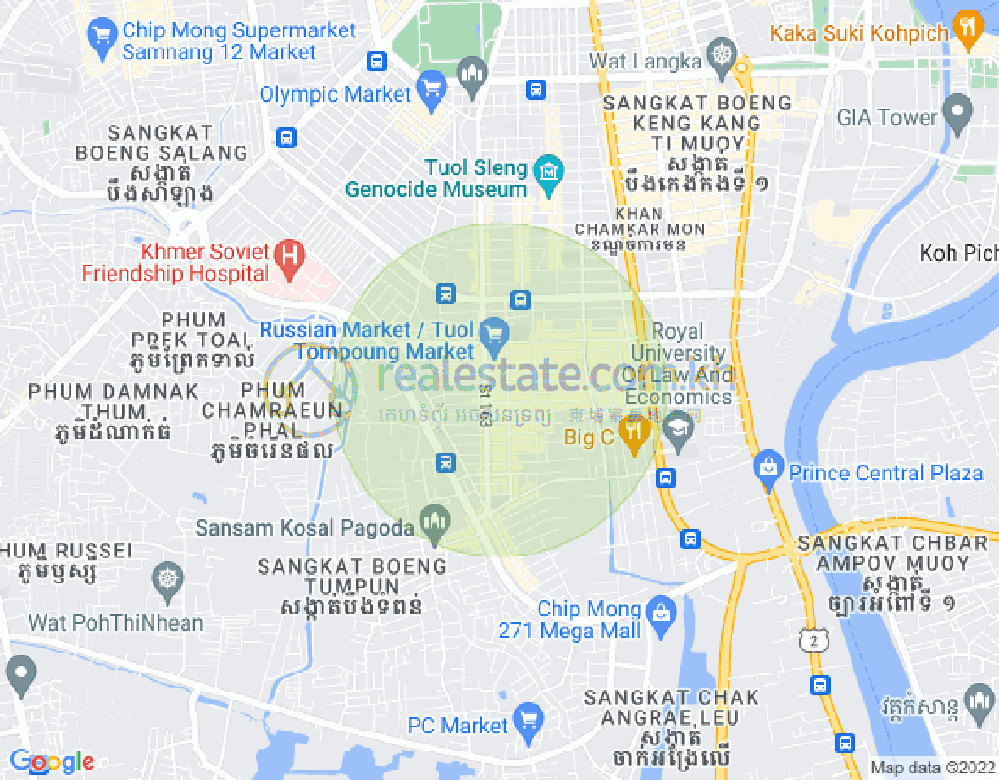 トゥールトンポン1, チャムカモン, プノンペンの地図