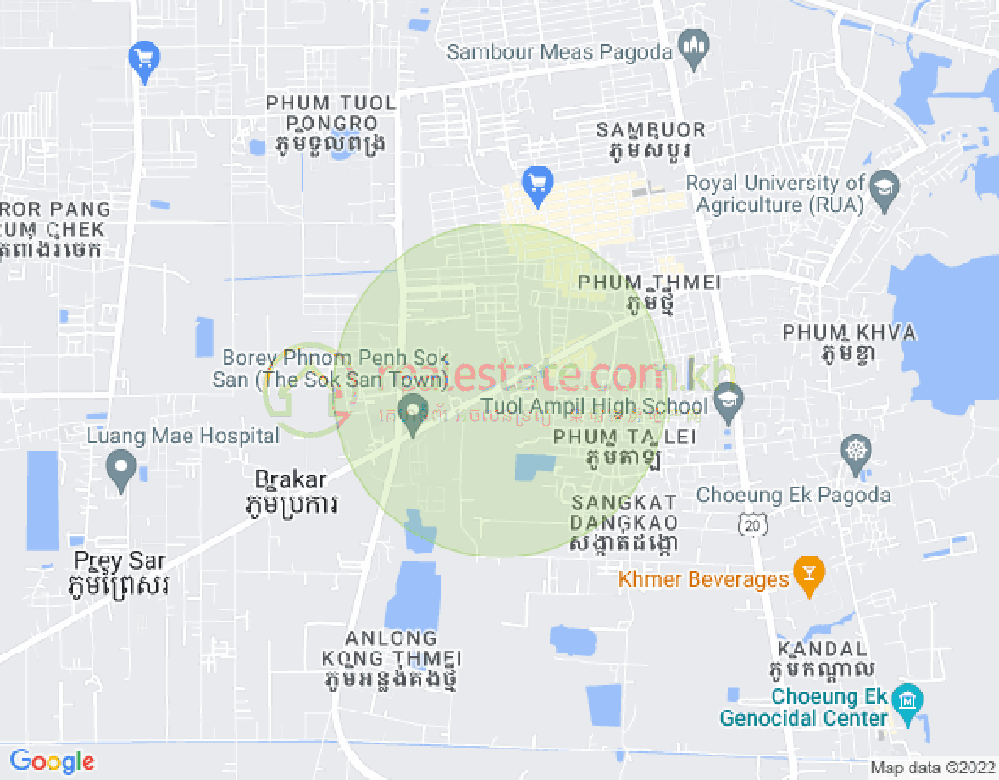 Toul PongRo Toul PongRo, Prey Sa镇, 丹考, 金边地图