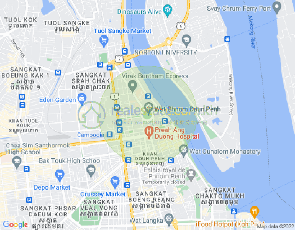 Mapa: Wat Phnom, Daun Penh, Phnom Penh