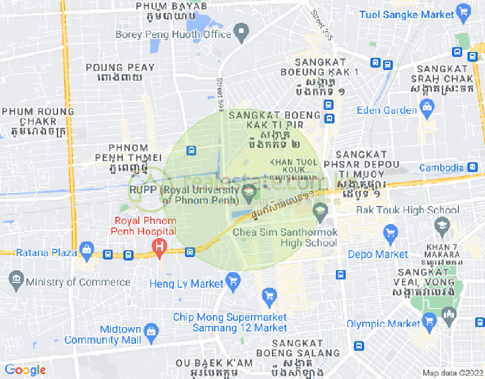 Mapa: Boeung Kak 2, Toul Kork, Phnom Penh