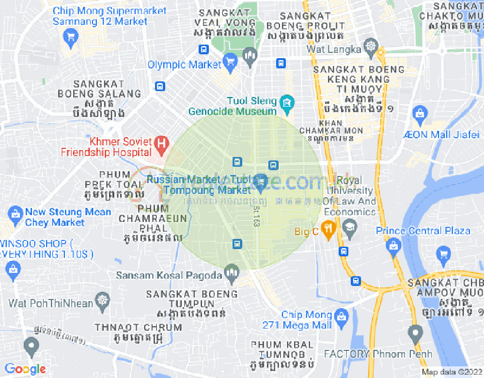 Map of Toul Tum Poung 1, Chamkarmon, Phnom Penh