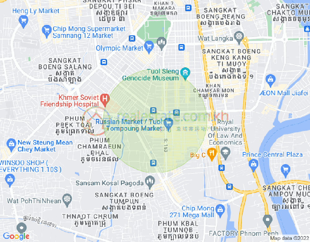 Map of Toul Tum Poung 1, Chamkarmon, Phnom Penh