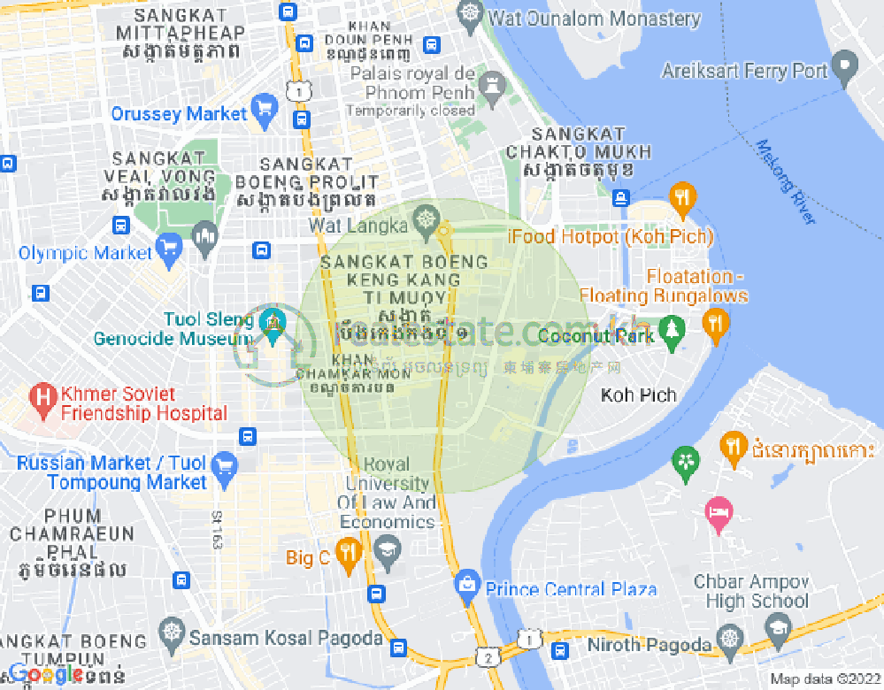 Mapa: BKK 1, Boeng Keng Kang, Phnom Penh