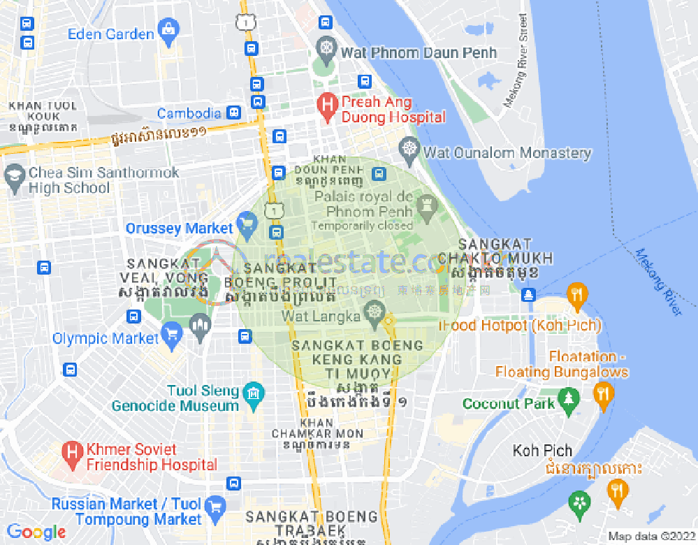 Carte de Wat Phnom, Daun Penh, Phnom Penh