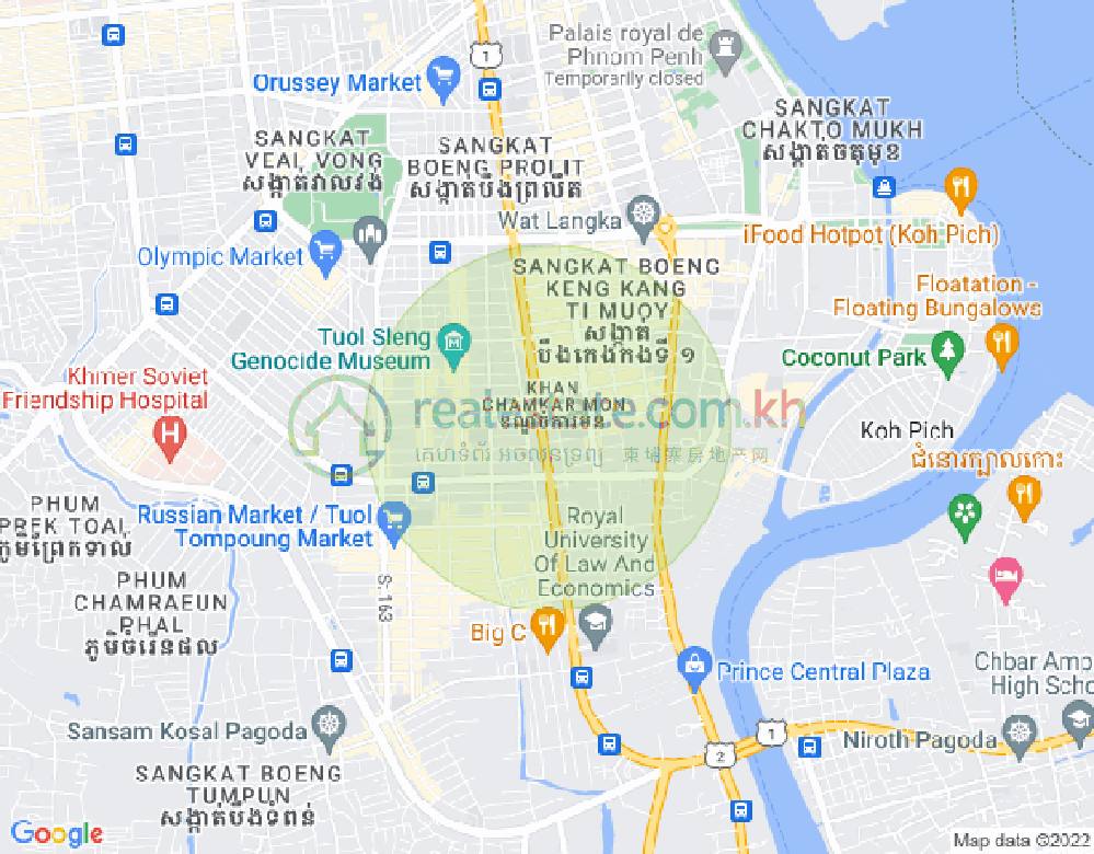 Map of BKK 1, Boeng Keng Kang, Phnom Penh