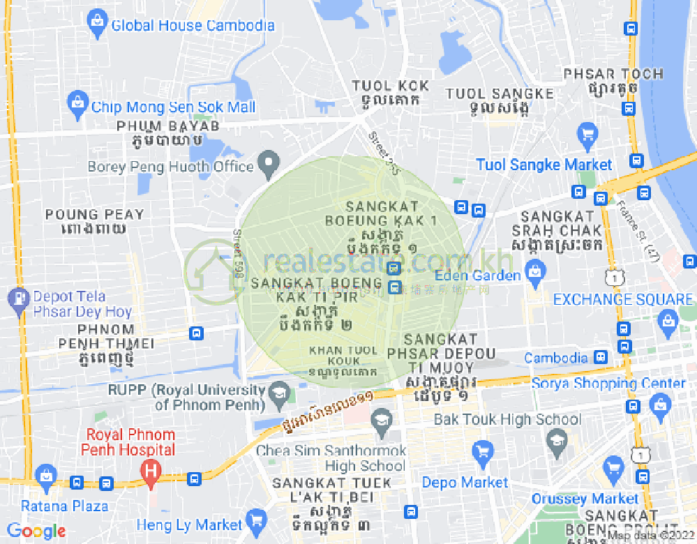 万谷湖1分区, 堆谷区, 金边地图