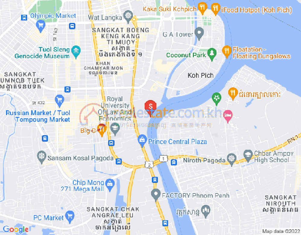 Карта Тонле Бассак, Чамкармон, Пномпень