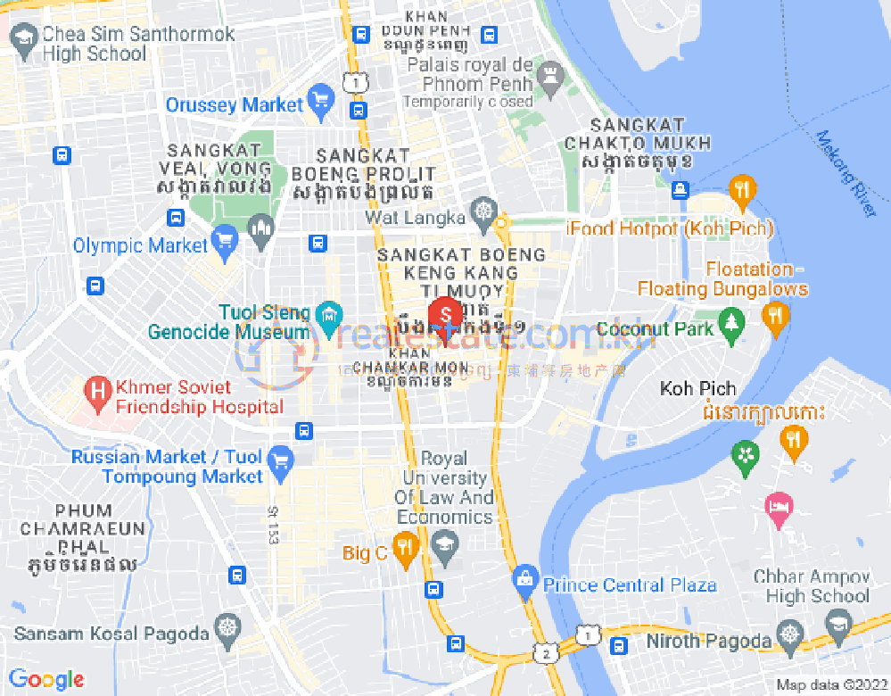 万景岗1分区（BKK1), 波哥堪, 金边地图