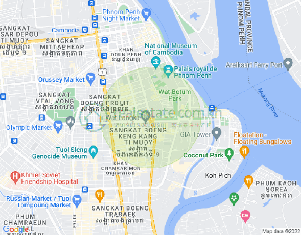 Map of BKK 1, Boeng Keng Kang, Phnom Penh