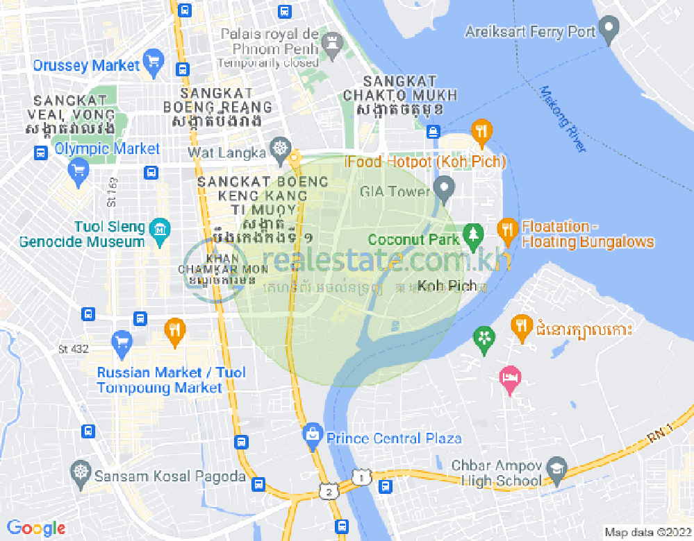 Carte de Tonle Bassac, Chamkarmon, Phnom Penh