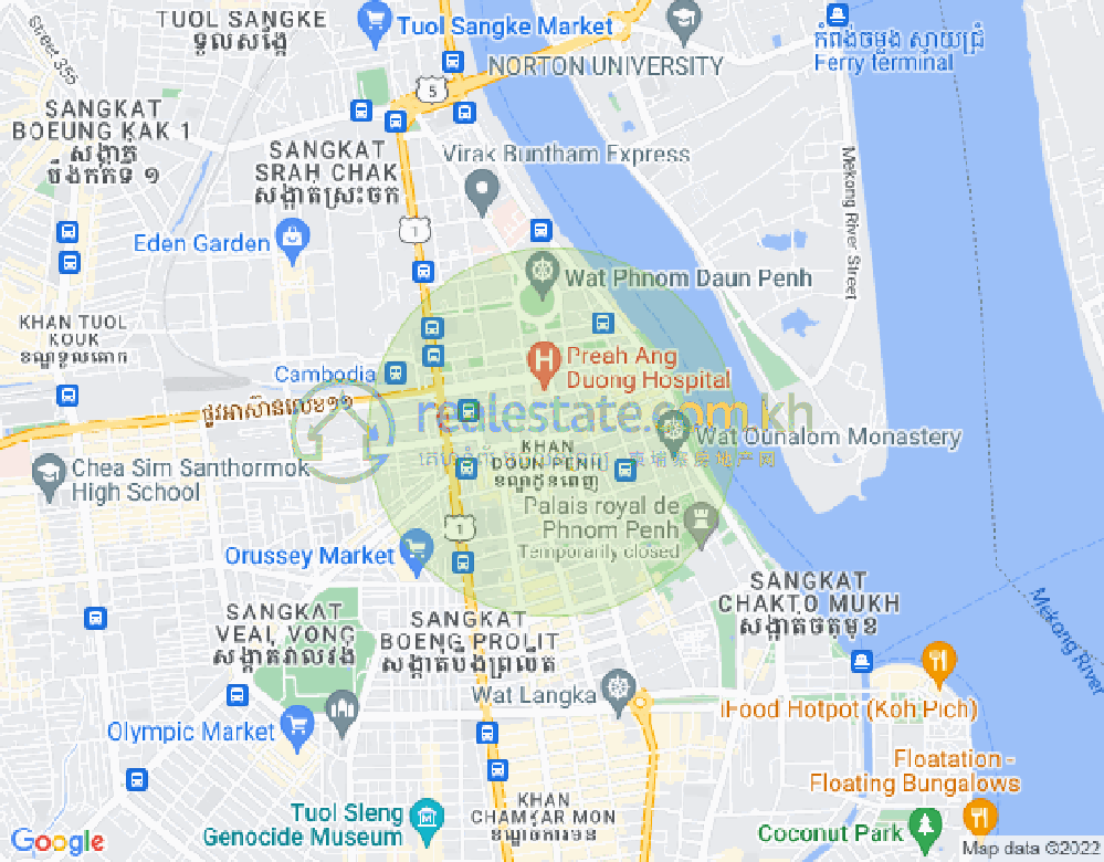 Carte de Phsar Kandal I, Daun Penh, Phnom Penh