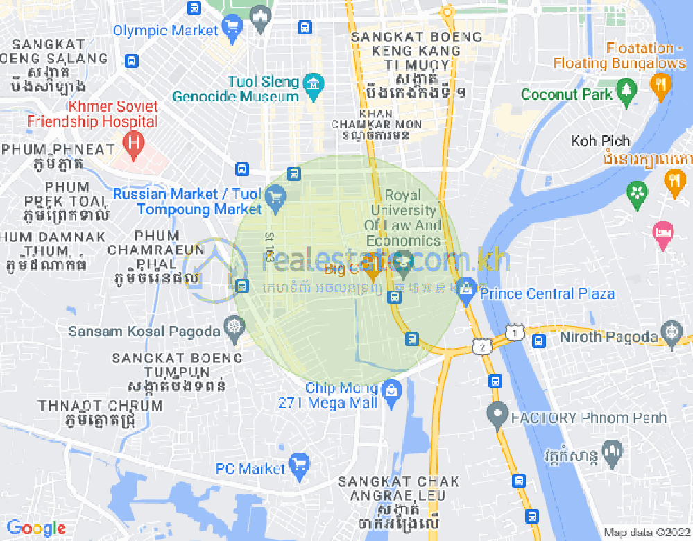 Mapa: Boeung Trabek, Chamkarmon, Phnom Penh