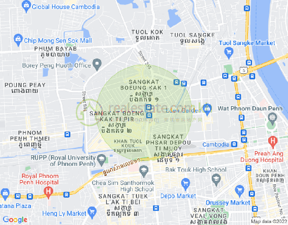 万谷湖1分区, 堆谷区, 金边地图