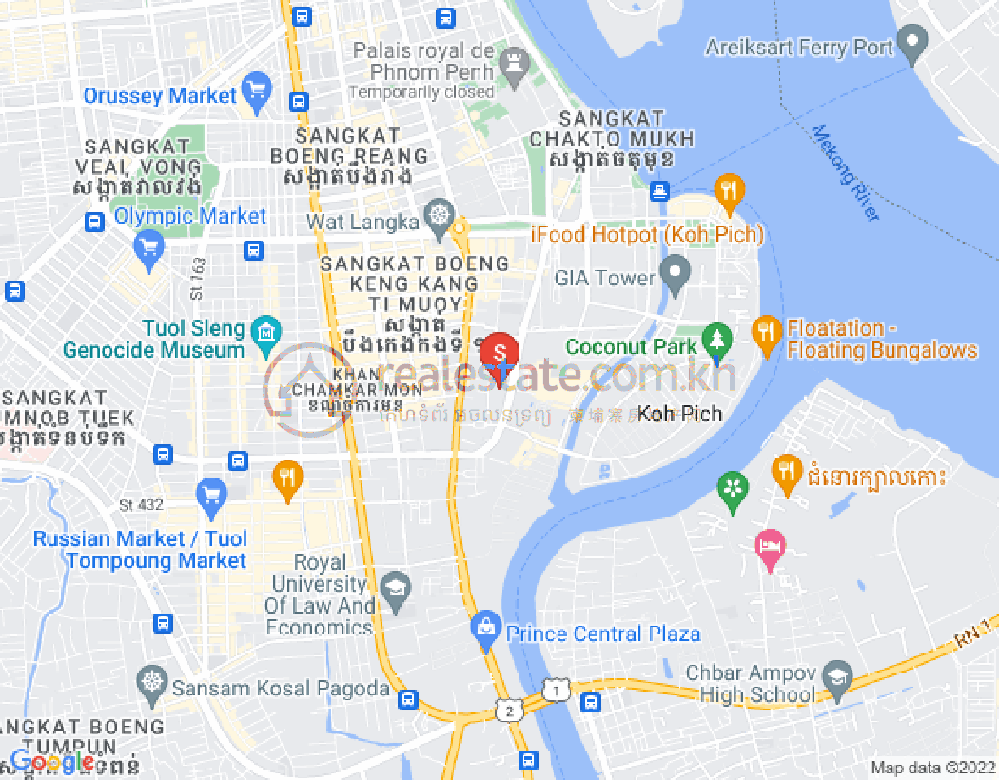 Mapa: Tonle Bassac, Chamkarmon, Phnom Penh