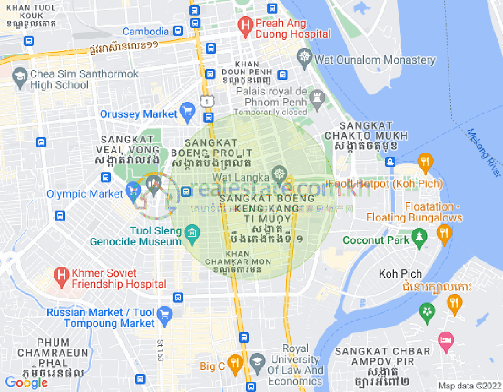 Map of BKK 1, Boeng Keng Kang, Phnom Penh