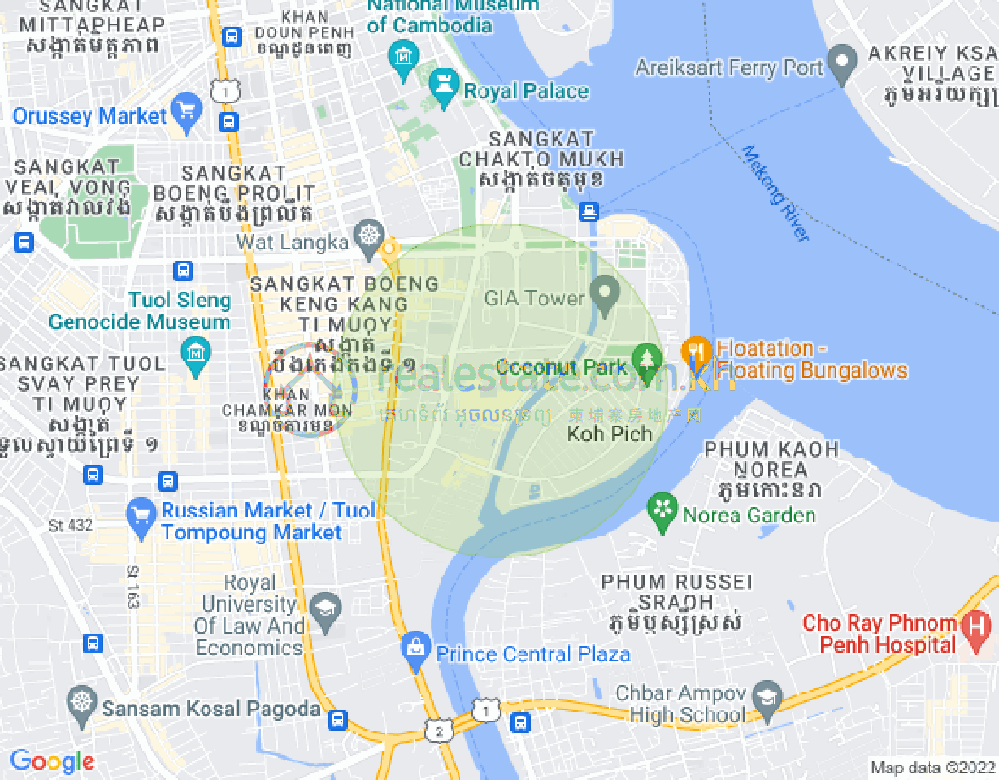 Carte de Tonle Bassac, Chamkarmon, Phnom Penh