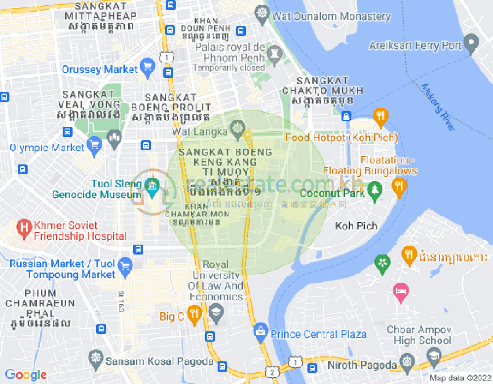Map of BKK 1, Boeng Keng Kang, Phnom Penh