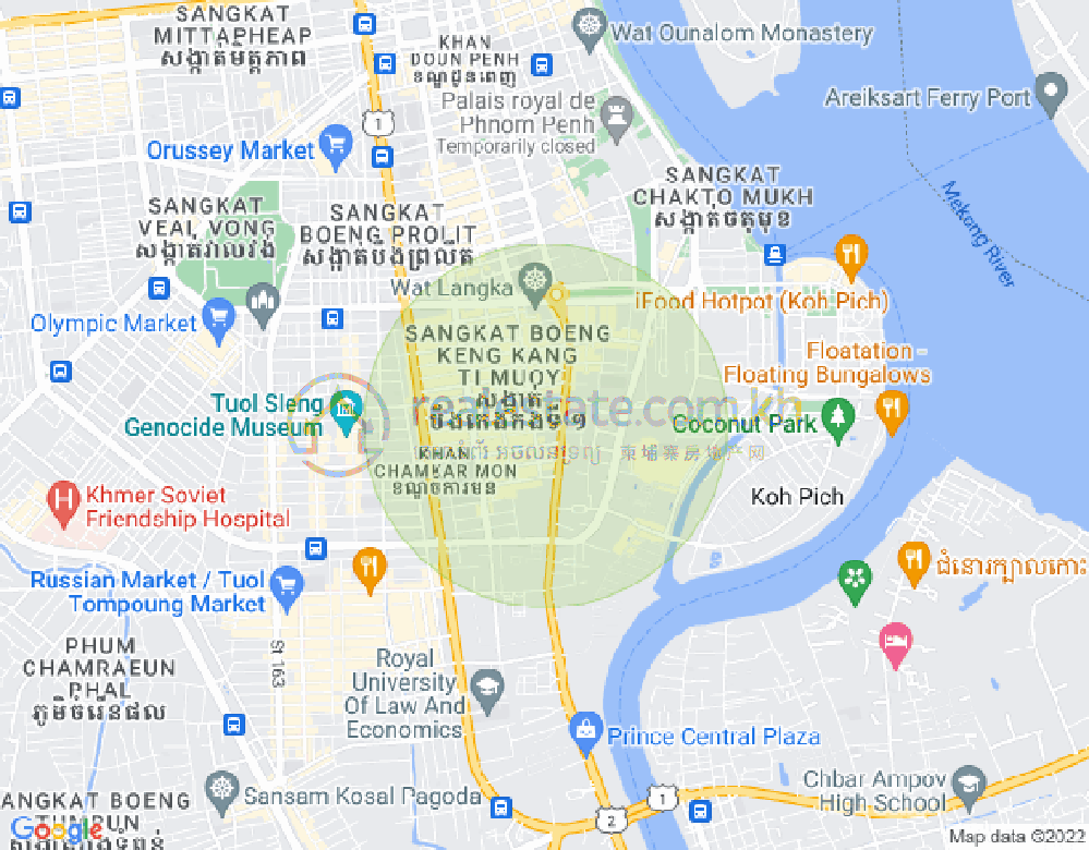 Map of BKK 1, Boeng Keng Kang, Phnom Penh