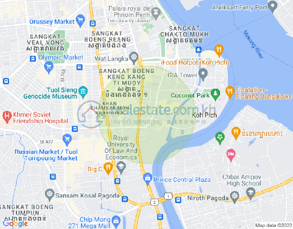トンレバサック, チャムカモン, プノンペンの地図