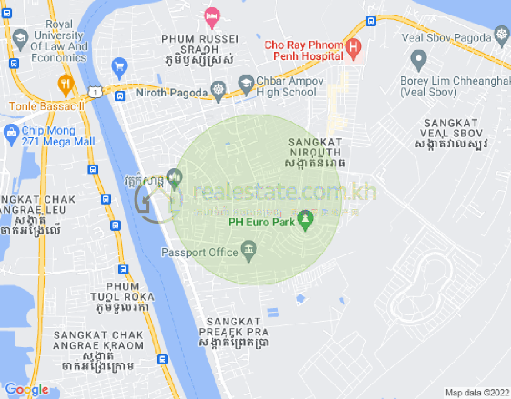 Mapa: Nirouth, Chbar Ampov, Phnom Penh