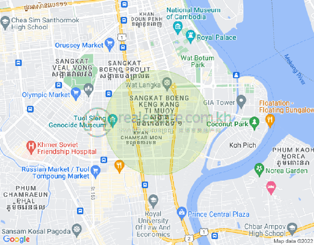 Map of BKK 1, Boeng Keng Kang, Phnom Penh