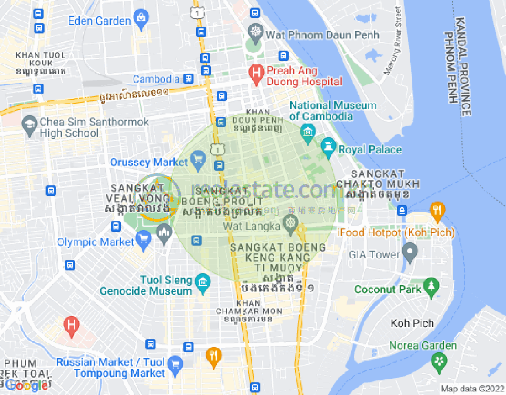 Map of Boeng Reang, Daun Penh, Phnom Penh