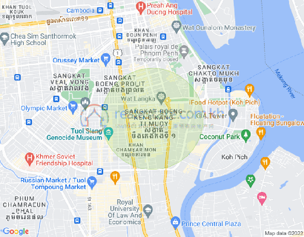Map of BKK 1, Boeng Keng Kang, Phnom Penh