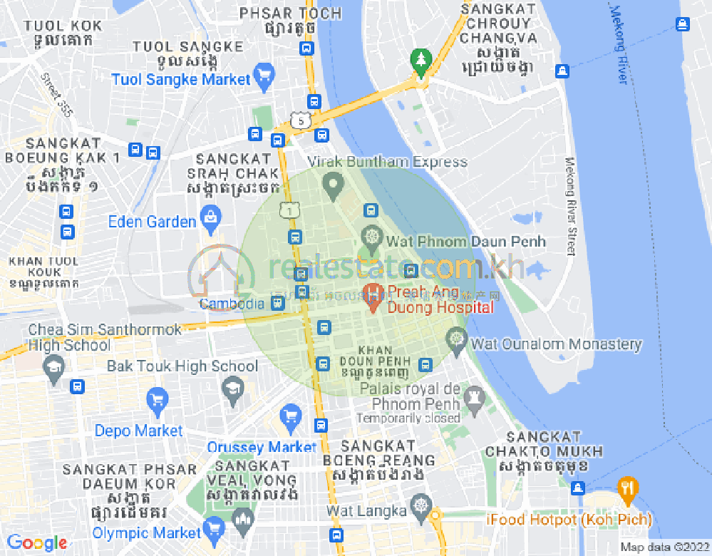 Mapa: Wat Phnom, Daun Penh, Phnom Penh