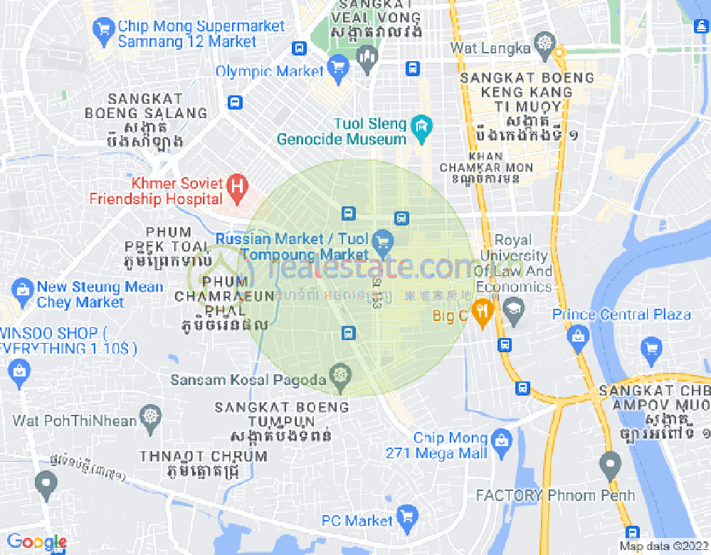 Map of Toul Tum Poung 1, Chamkarmon, Phnom Penh