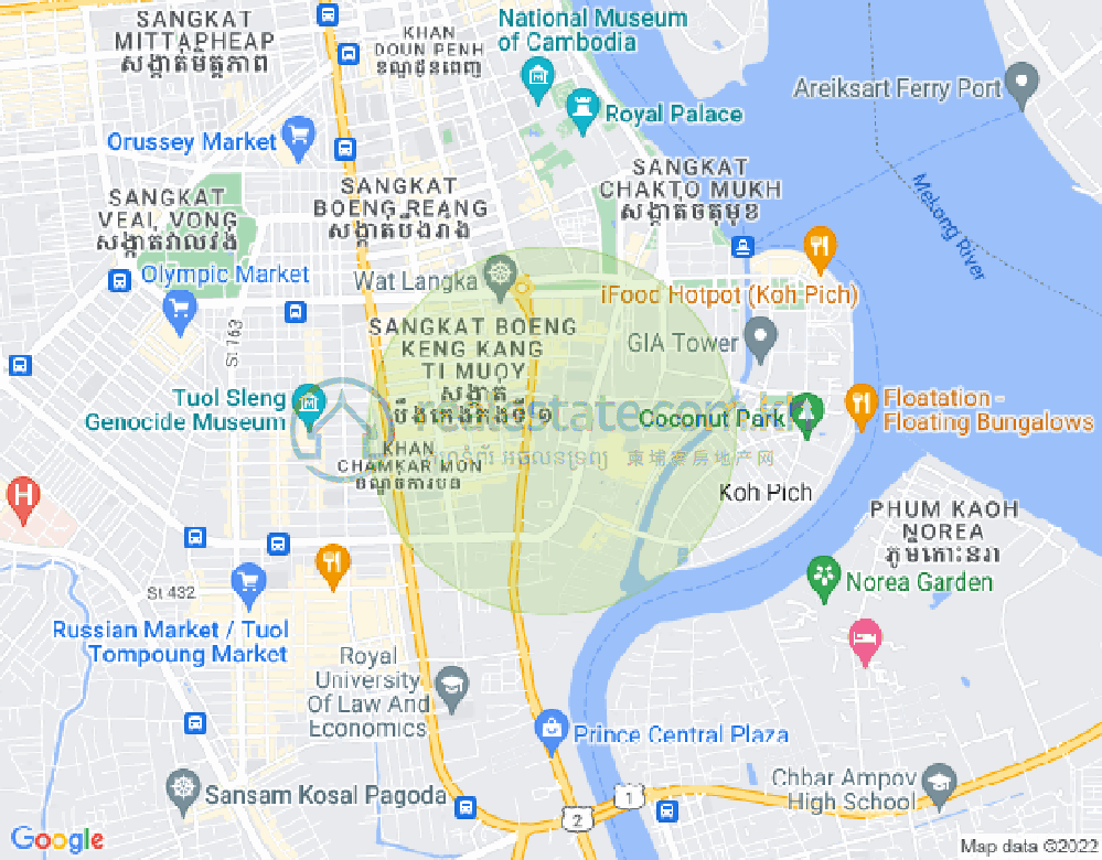 Mapa: BKK 1, Boeng Keng Kang, Phnom Penh