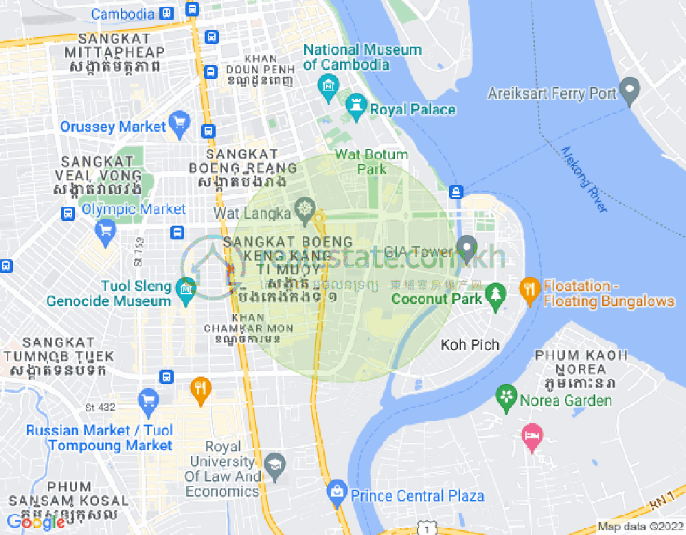 Карта Тонле Бассак, Чамкармон, Пномпень