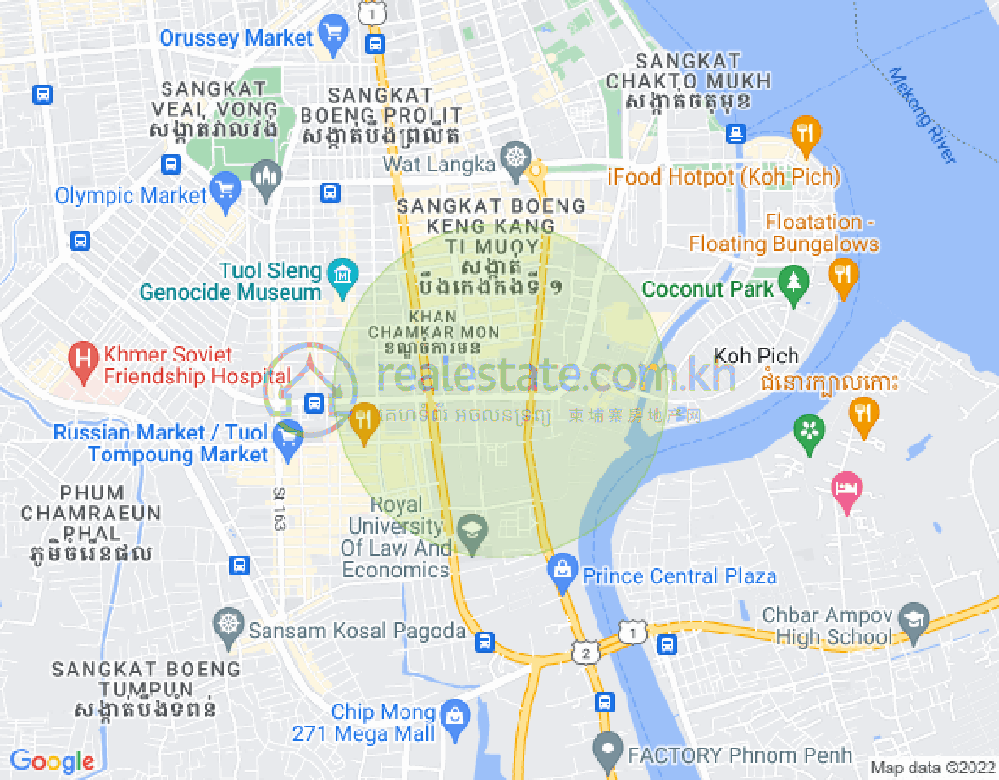 万景岗1分区（BKK1), 波哥堪, 金边地图