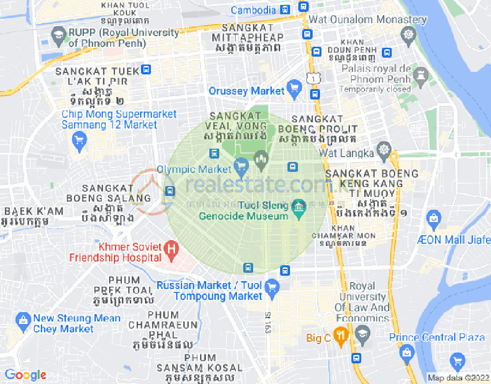 Mapa: Olimpijski, Boeng Keng Kang, Phnom Penh