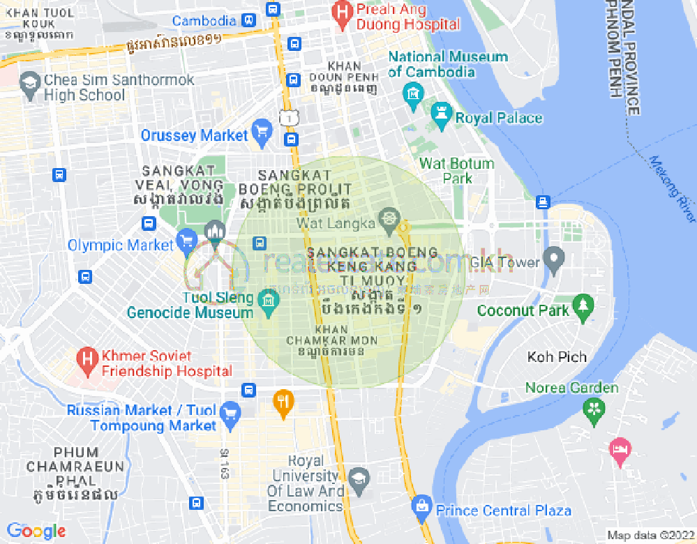 BKK 1, ボンケンコン, プノンペンの地図