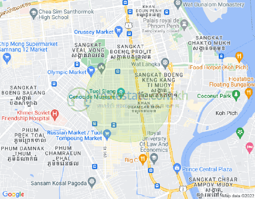 Carte de BKK 2, Boeng Keng Kang, Phnom Penh