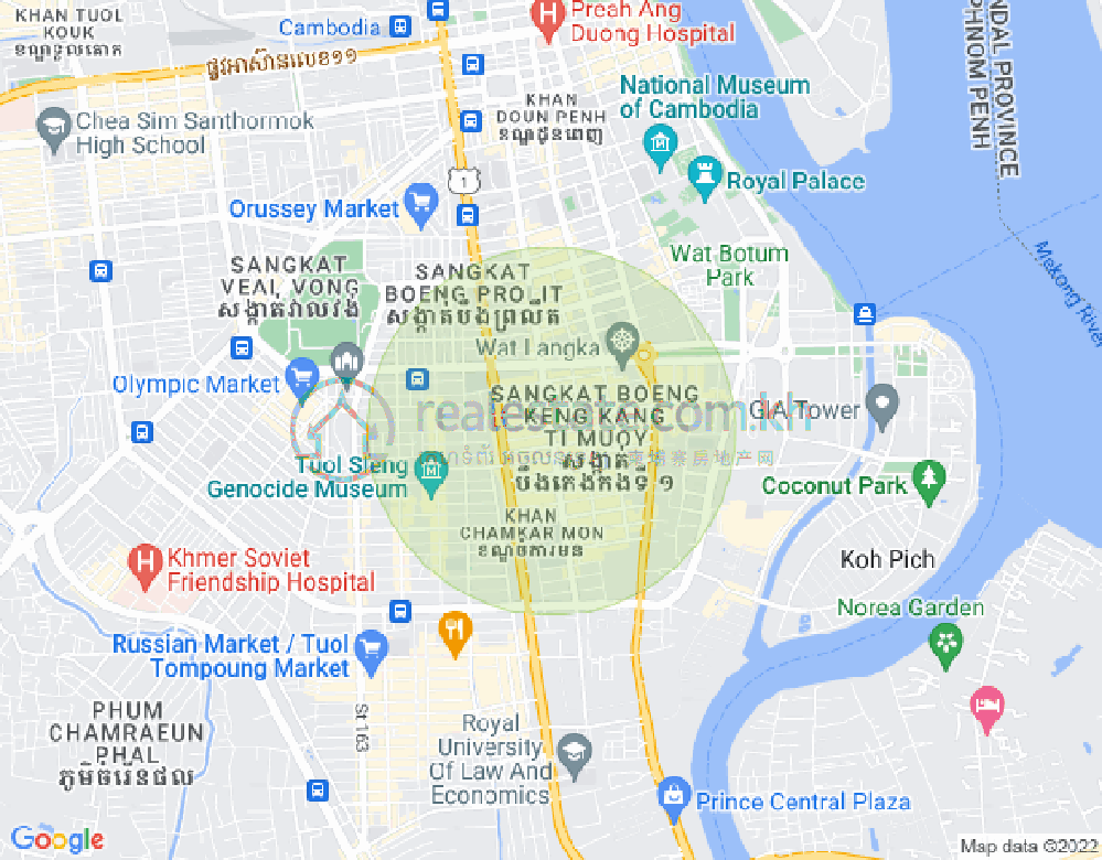 万景岗1分区（BKK1), 波哥堪, 金边地图