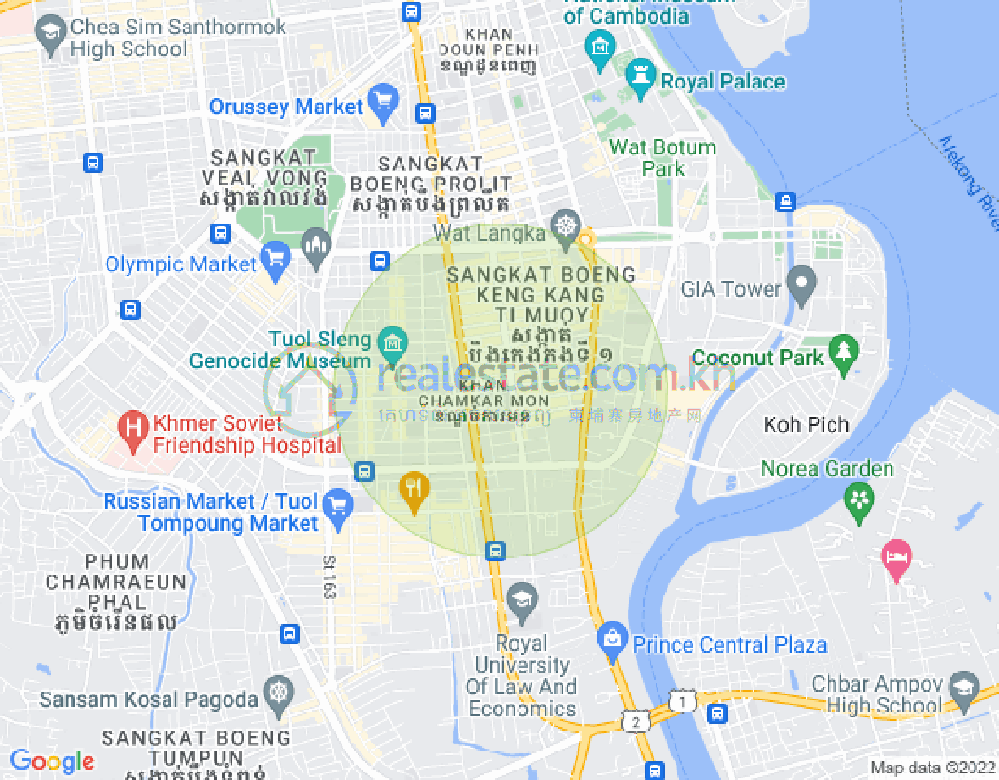 Mapa: BKK 1, Boeng Keng Kang, Phnom Penh