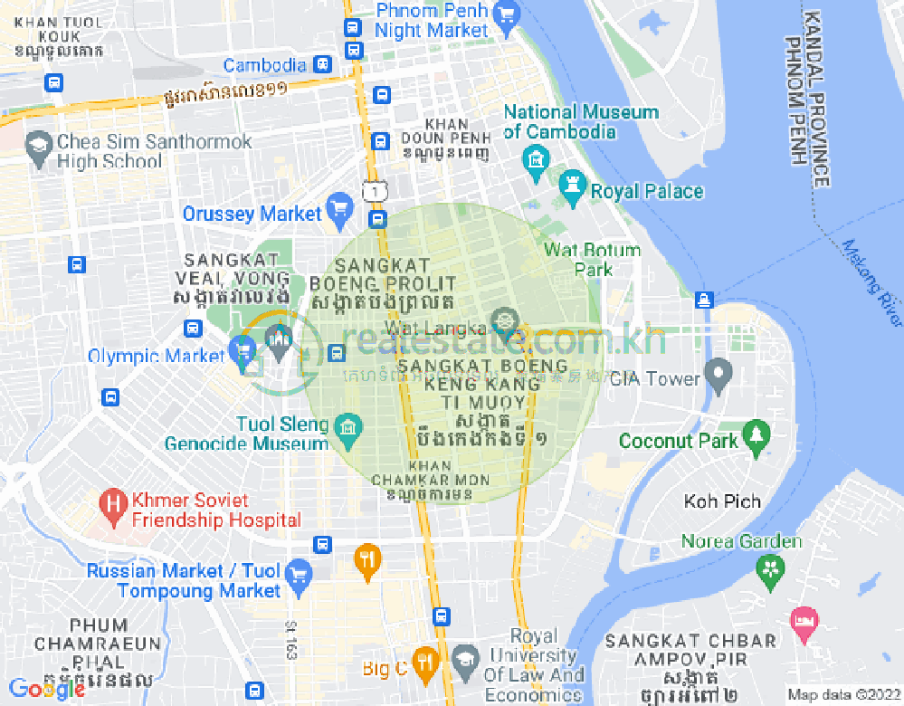 Carte de BKK 1, Boeng Keng Kang, Phnom Penh