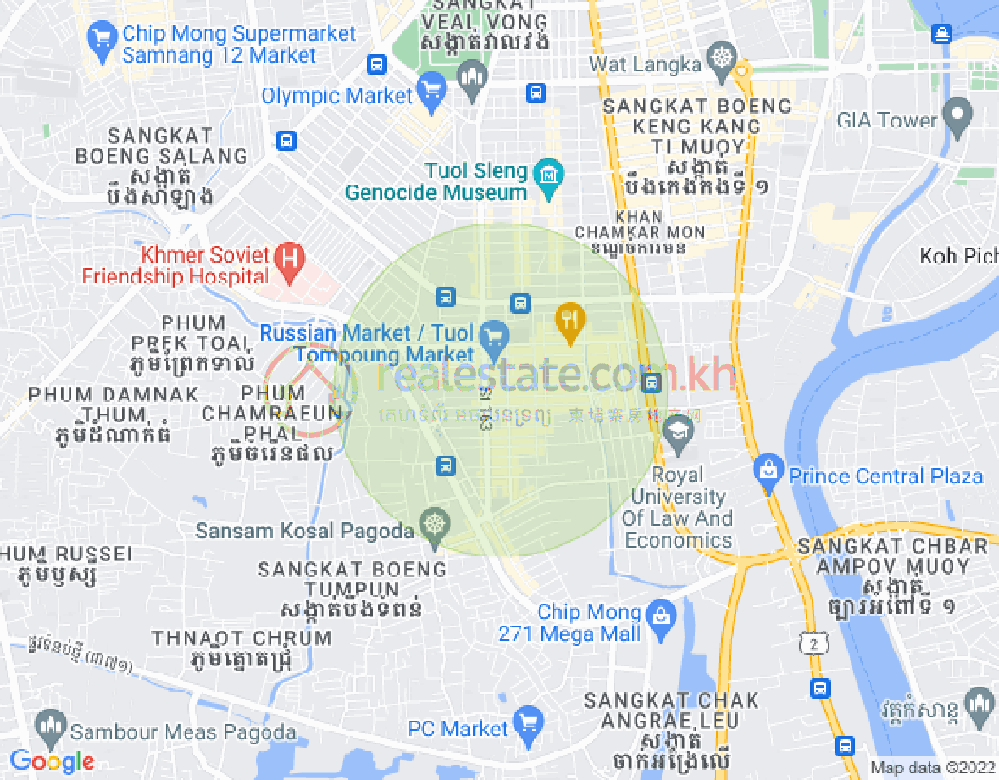 トゥールトンポン1, チャムカモン, プノンペンの地図