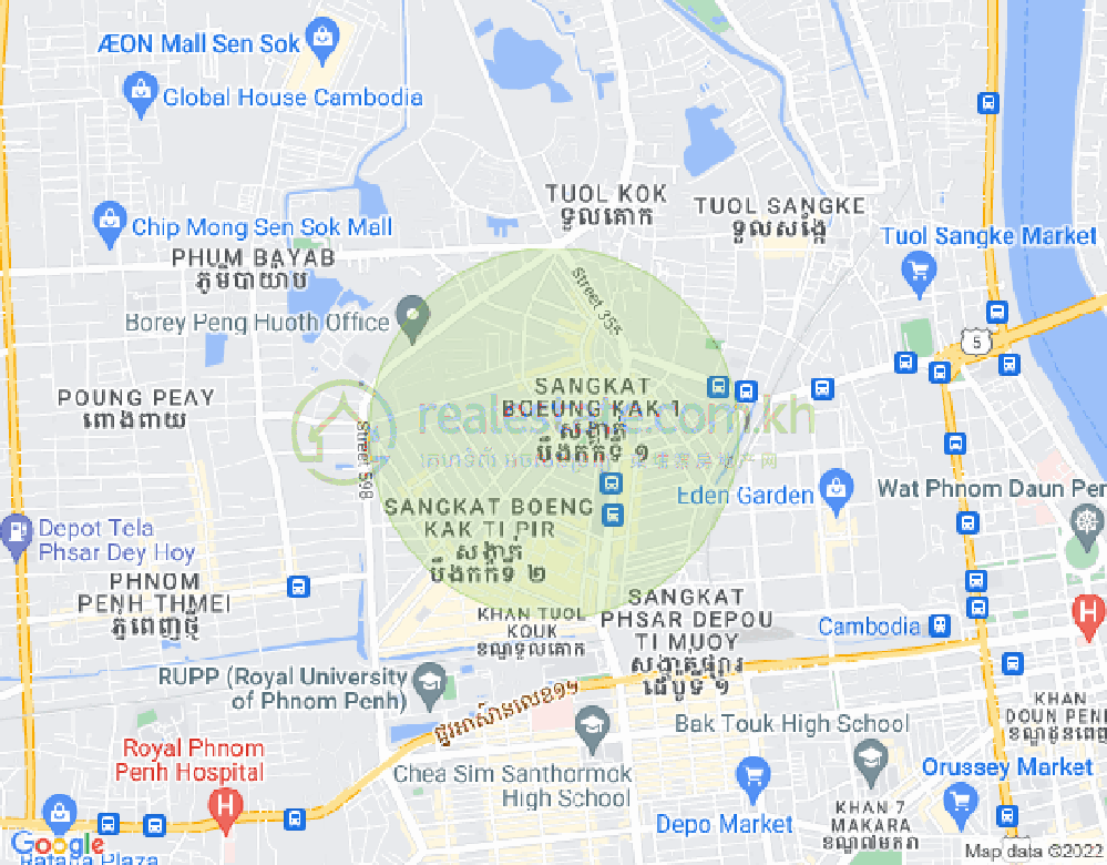 万谷湖1分区, 堆谷区, 金边地图