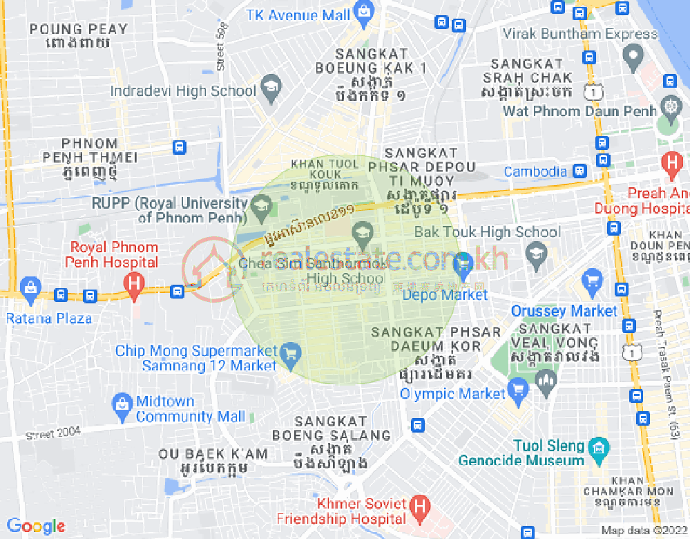 Mapa: Phsar Depou III, Toul Kork, Phnom Penh
