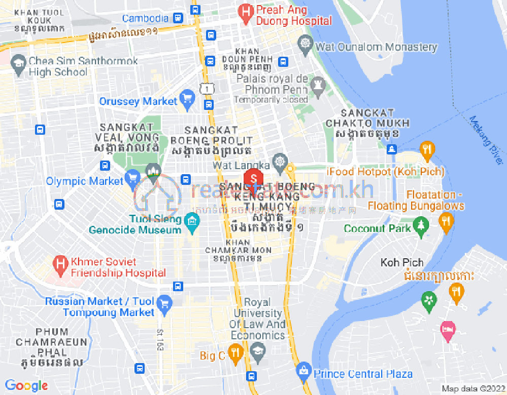 万景岗1分区（BKK1), 波哥堪, 金边地图