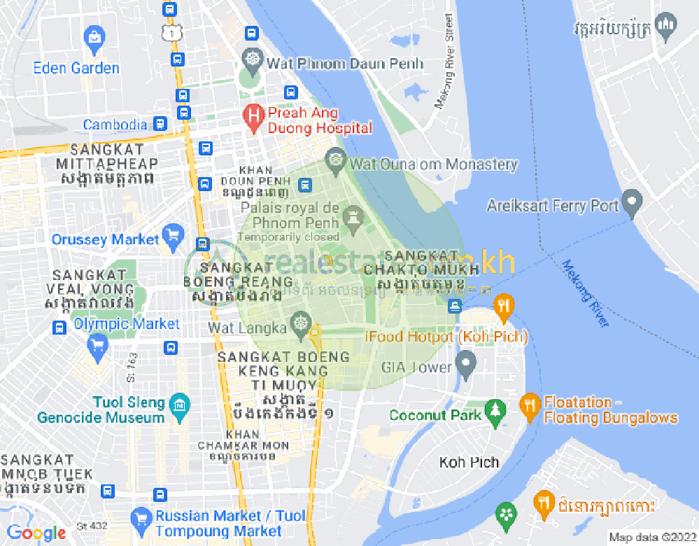 四臂湾分区, 隆边区, 金边地图