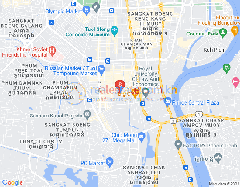 Mapa: Boeung Trabek, Chamkarmon, Phnom Penh